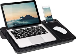 Laptop - Lap Desk with Device Ledge Mouse Pad and Phone Holder (Black) - £24.63 GBP