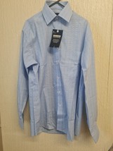 BHS EASY CARE Shirt Size 15&quot; Blue Checked Long Sleeved Shirt - $22.50