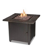 30-inch Outdoor Bronze LP Propane Gas Fire Pit with Lava Rocks and Cover - $779.06 CAD