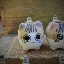 Ceramic Cat Planters, set of 6, 2.5" Animal Pots, Emotion Face Kitten Kitty image 4
