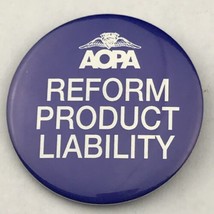 AOPA Reform Product Liability Vintage Pin Button Pinback - £9.89 GBP