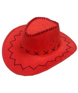 RED COLOR SOFT LEATHER STYLE WESTERN COWBOY HAT cowgirl unisex HEAD WEAR... - $234.18 MXN