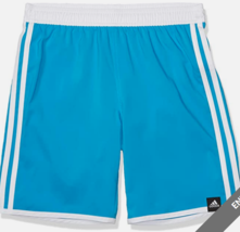 Adidas $35 Boy&#39;s Young Boys Three Stripes Drawstring Shorts Shock Cyan Sz XL NWT - £12.78 GBP