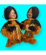 Yarn Dolls Native American, Braided Black Hair, Multicolor Clothes 15” Vtg - £27.21 GBP