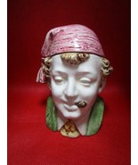 Smiling face smoking man tobacco jar with cover 6&quot;  ^^ - €47,06 EUR