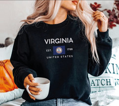 Virginia Flag Sweatshirt, Virginia VA Women Travel Souvenir, Unisex Trendy Overs - £37.08 GBP