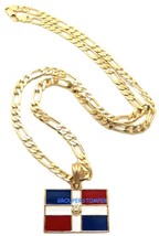 République Dominicaine Drapeau Petit Collier Avec 61cm Long Chaîne Figaro - £15.44 GBP