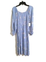 Ana Audrey Women&#39;s Size M Long Livid Grey Blue Floral Cottagecore Maxi D... - £24.91 GBP
