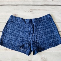 Cynthia Rowley Blue Linen Tribal Print Size 6 Boho Womens Shorts Ikat - $19.75