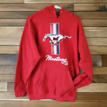 TNT Ford Mustang Vintage Y2K 90s Sweatshirt Hoodie Red Cotton Pullover Size L - £23.34 GBP