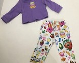 15&quot; doll clothes hand made outfit or pajamas Shopkins purple top print p... - $11.87