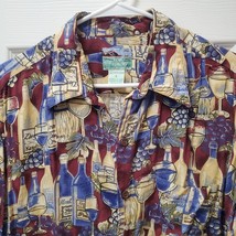 Reyn Spooner Hawaiian Shirt Wine Bottle Print Men Size Large Made In USA... - $27.82