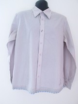 Relakz Men’s White Striped Stress Protected Demin Long Sleeve Shirt Size L - £14.59 GBP