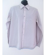 Relakz Men’s White Striped Stress Protected Demin Long Sleeve Shirt Size L - £14.58 GBP