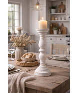 White Wooden Candle Pillar Stand - $44.99