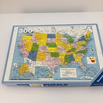 Vtg 1988 Ravensburger United States Map Jigsaw Puzzle 300 pc 19x14 Missing 2 pcs - £11.85 GBP