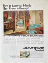 1966 American Standard Vintage Print Ad Turn Your Friends Surf Green Wit... - £11.50 GBP