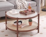 Rattan Coffee Table, Large Round End Table, 27.6 Inch Modern Side Table,... - $277.99
