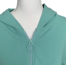 Fabletics Women&#39;s L Cropped Full Zip Hoodie Fleece Green NWOT - £21.86 GBP