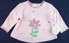 NWT All Mine Infant Girl&#39;s Pink Appliqued Flower Knit Top, 6-9M or 12M - £4.84 GBP