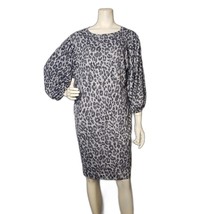 CHICOS Zenergy Soft Essentials Gray Leopard Animal Print Dress Womens Size 3 - £31.15 GBP