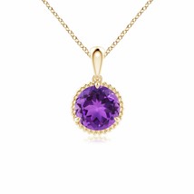 ANGARA Rope-Framed Claw-Set Amethyst Pendant in 14K Gold (Grade-AAA, Size-7) - £283.10 GBP