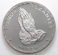 1970 Equatorial Guinea 100 Pesetas Silver Proof Coin, Dürer Praying Hand... - $78.21