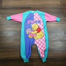 Vintage Winnie the Pooh Flowers Fleece Zip Zipper Pajamas Toddler Girl 3 3t - £31.06 GBP