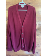 L.L. Bean Men’s Large Tall Cardigan Sweater Burgundy 100% Cotton Made in... - $599.33 MXN