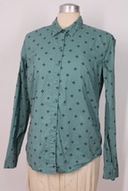 Garnet Hill 4 Green Floral Favorite Casual Cotton Long Sleeve Button-Up Top - £21.25 GBP