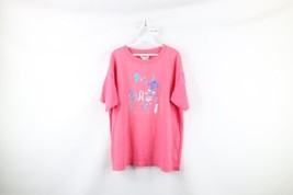Vintage 90s Streetwear Womens Large Thrashed Nature Garden Flower T-Shirt Pink - £23.64 GBP