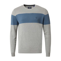 Chaps Men&#39;s Big &amp; Tall Original Cotton Grey Crewneck Color Block Sweater - 2XB - £14.68 GBP