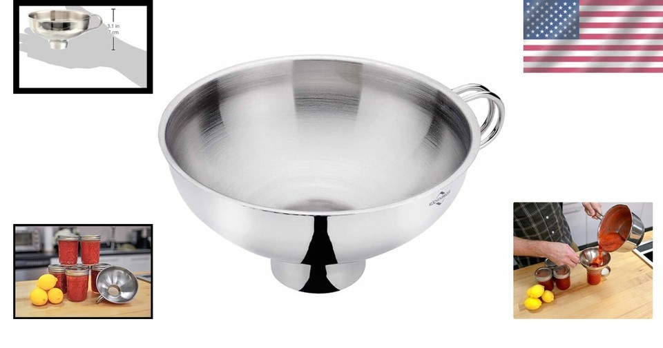 Heavy-Duty 18/10 Stainless Steel Funnel - Ideal for Canning & Preserving Item image 2