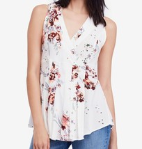 Free People White Floral Fitted Tank Blouse - £31.60 GBP