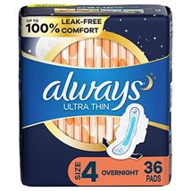 Always Ultra Thin Pads Size 4 Overnight Absorbency Unscented with Wings,... - £9.77 GBP