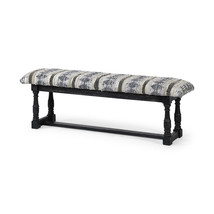 15&quot; Off White And Black Upholstered Faux Leather Bench - £610.81 GBP