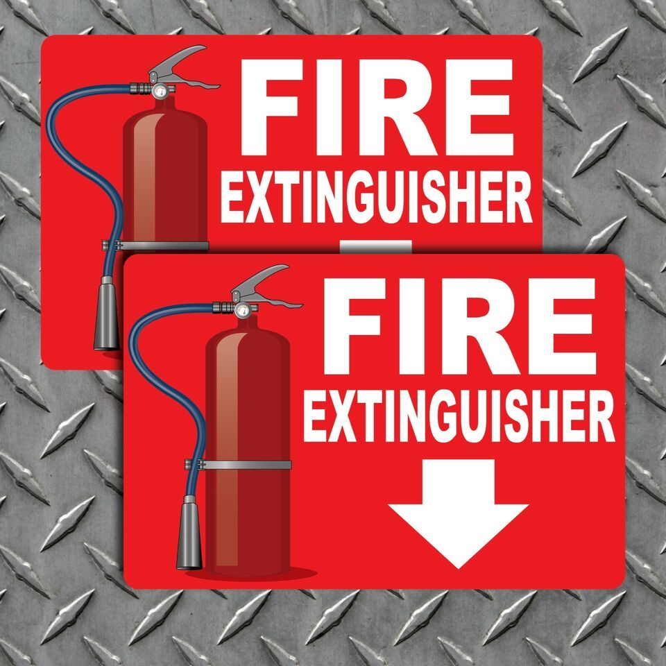 2 Pack 5.5&quot; tall x 8.5&quot; wide Fire Extinguisher - Wall Warning Sign Vinyl... - $7.87