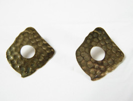Gold Toned Colored Textured Metal, Abstract and Hole Design Pierced Earrings - £13.65 GBP