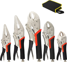 5 Pack Set Locking Pliers Set, 5 Inch, 7 Inch and 10 Inch Curved Jaw Lock - $78.99