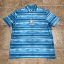 Hickey Freeman Golf Polo Aqua Blue Soft Striped Shirt G922020Z Men’s Med... - $20.37