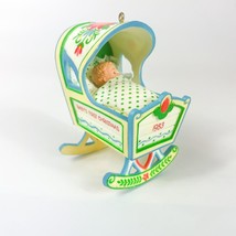 Hallmark 1983 Baby&#39;s 1st First Christmas Crib Cradle Ornament Sleeping Baby - $11.87