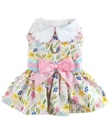 Watercolor Flowers Pastel Meadow Cotton Dress with Matching Leash XS-XL - $31.99