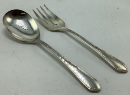 WM Rogers A1 Plus Oneida LTD silverplate Meadowbrook patt. Serving Spoon &amp; Fork - £9.41 GBP