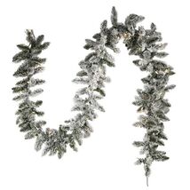9 Foot Pre-Lit LED Snow Pine Garland for Christmas Decor - $69.28