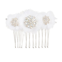 David Tutera Bridal Hair Comb Silver Rhinestone Flower Tri-Cluster With ... - $26.00