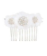 David Tutera Bridal Hair Comb Silver Rhinestone Flower Tri-Cluster With ... - £20.53 GBP