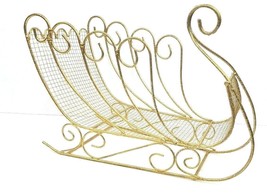 Gold Glitter Metal Wire Sleigh With Swirl Pattern 12 1/2&quot; Long x 6&quot; Wide... - £13.90 GBP