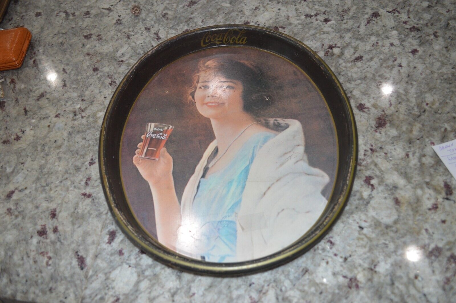 Primary image for Vintage Coca Cola Tray, 1930's Woman w Pearls, midcentury
