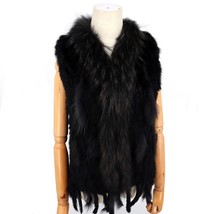 2021 Fashion Real Rabbit Tassel Vest High-end Women Sleeveless Vests Natural Col - £71.89 GBP