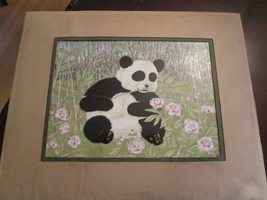 Panda Bear Porcelain Tile Painting Framed with Certificate of Authenticity - $104.85